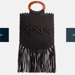 Danielle Nicole Macrame Handbag Black New Knit